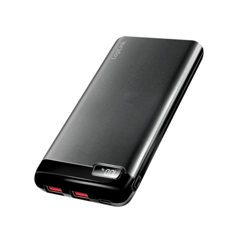 Power Bank 10000mAh LogiLink 2x USB, 1x USB-C Zwart