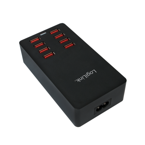 100V-240V 8xUSB 8000mA LogiLink Zwart