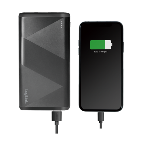 Power Bank 10000mAh LogiLink 1xUSB-C, 1xUSB-A Zwart