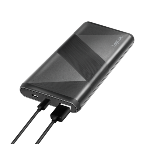 Power Bank 10000mAh LogiLink 1xUSB-C, 1xUSB-A Zwart