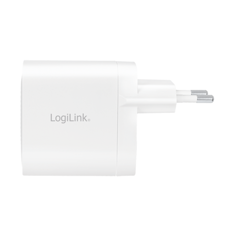 Lader 230V 2xUSB-C 65W LogiLink Wit