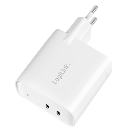 Lader 230V 2xUSB-C 65W LogiLink Wit