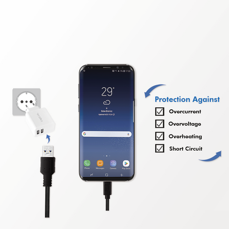 Lader 230V 2xUSB-A 12W LogiLink Zwart