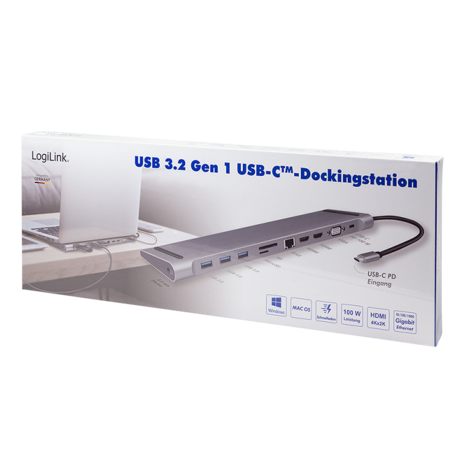 Docking Station Logilink USB-C, 100W, 4K, 11 Port