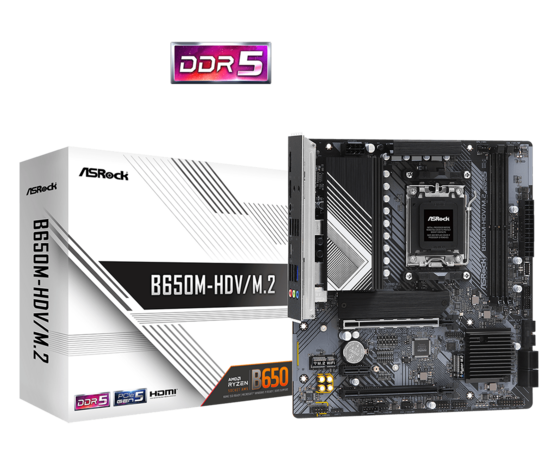 ASRock AM5 B650M-HDV/M.2 - DDR5/M.2/DP/HDMI/µATX