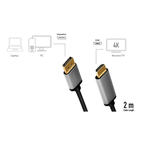 DisplayPort 1.2 --> HDMI 2.00m 4K/60Hz LogiLink