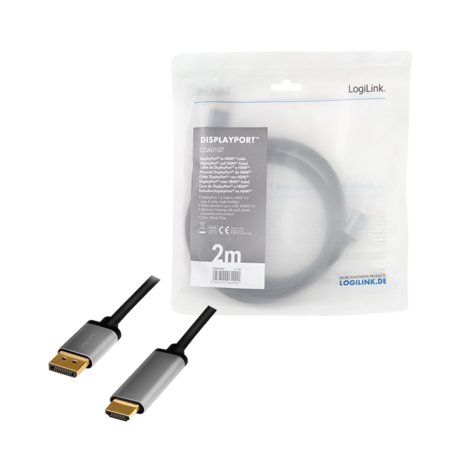 DisplayPort 1.2 --> HDMI 2.00m 4K/60Hz LogiLink