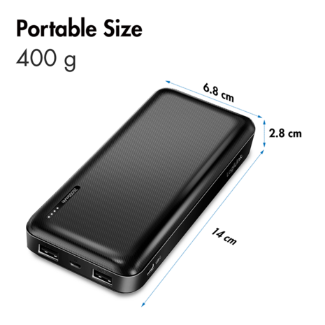 Power Bank 20000mAh LogiLink 2x USB-A Zwart