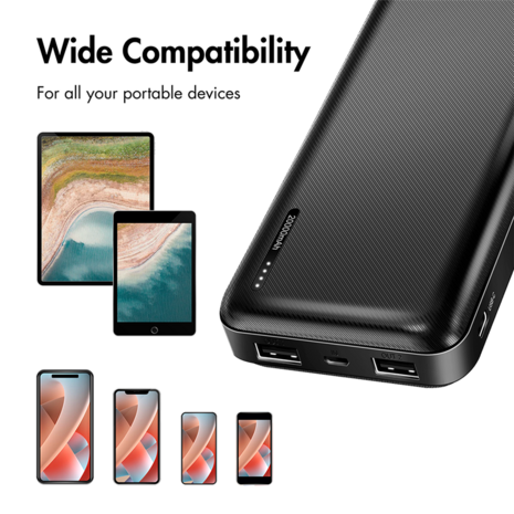 Power Bank 20000mAh LogiLink 2x USB-A Zwart
