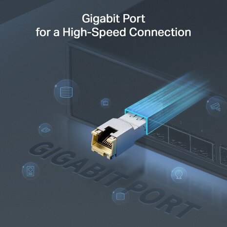 TP-Link Gigabit 1000BASE-T RJ4S FP module.
