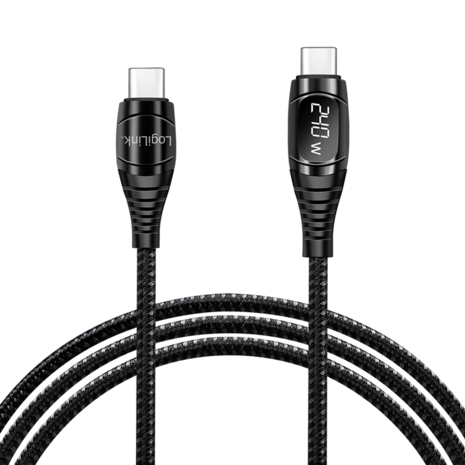 USB 2.0 C  USB-C 2.00m LogiLink Zwart, OLED display