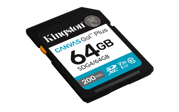 SDXC Card 64GB Kingston U3 V30 Canvas Go! Plus