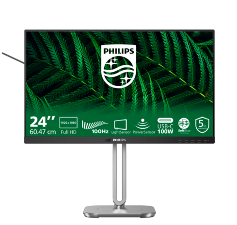 24" Philips 24B2G5301 FHD/DP/HDMI/VGA/USB-C/Speaker/IPS