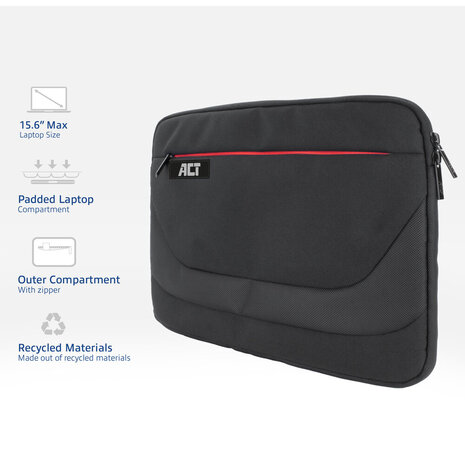 ACT AC8585 Suburb Laptop Sleeve 15,6", gemaakt van gerecyclede plastic flessen