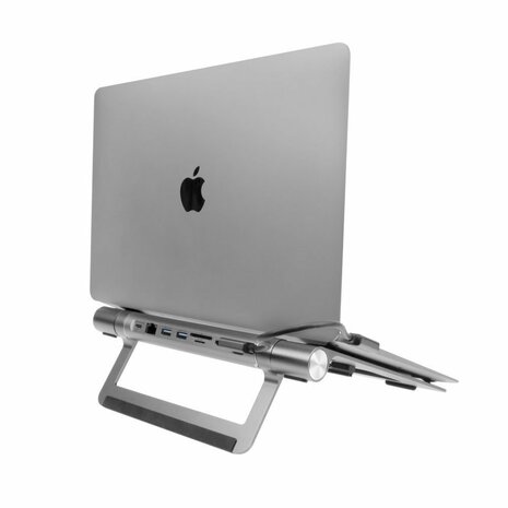 ACT AC8125 | Notebookstandaard 15.6" | Ingebouwde USB-C Docking Station | Grijs