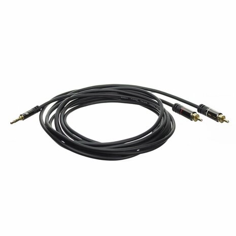 ACT AC3605 | 3.5mm naar 2x RCA Audiokabel | 1,5 Meter | Stereo | Zwart