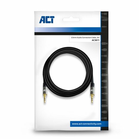 ACT AC3611 | 3.5mm Audiokabel | 3 Meter | Stereo Jack naar Jack | Zwart