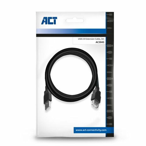 ACT AC3043 | USB 2.0 | USB-A Kabel | 3m | Zwart