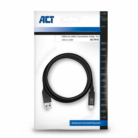 ACT AC7416 | USB 3.2 Gen 1 | USB-C naar USB-A | 1m | Zwart