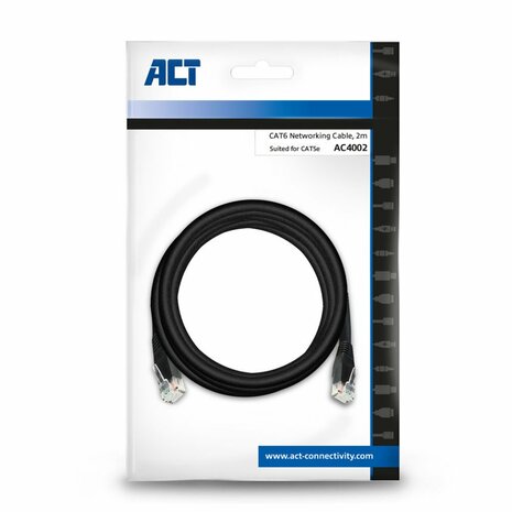 ACT netwerkkabel | Cat6 | U/UTP (UTP) | 2 m | Zwart | AC4002