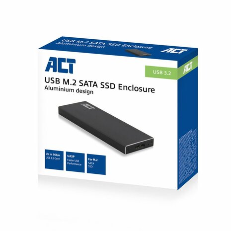 ACT AC1600 | USB 3.2 Gen1 M.2 SATA SSD Behuizing | Aluminium | 5 Gbps