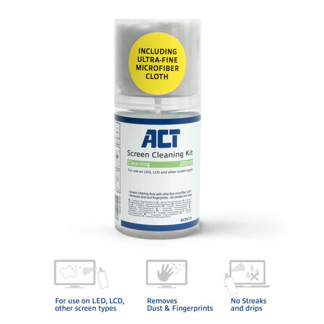 ACT AC9516 Schermreiniger inclusief Microvezel Doekje | 200ml