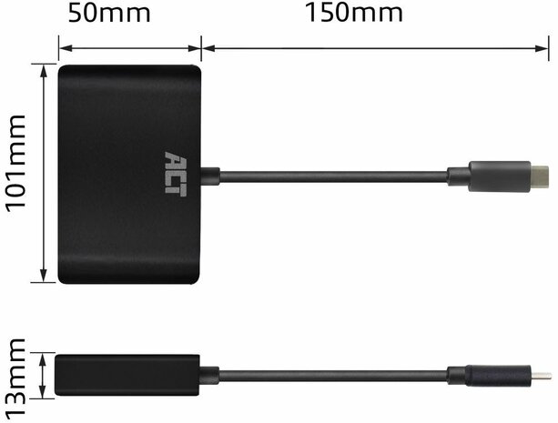 ACT AC7330 | Docking Station | USB-C | HDMI + VGA + USB | Zwart