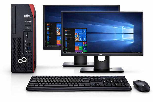 Fujitsu Esprimo D738 i5-8400 - 8GB - 256SSD - Windows 11 Pro + 2x Dell P241H 24 inch Monitor