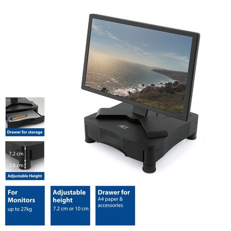 AC8200 Monitorstandaard met een lade, in hoogte verstelbaar