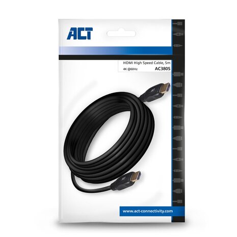ACT 5 meter HDMI High Speed video kabel v2.0 HDMI-A male - HDMI-A male