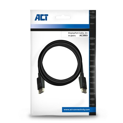 ACT 3 meter, DisplayPort aansluitkabel, 2x DisplayPort male connector