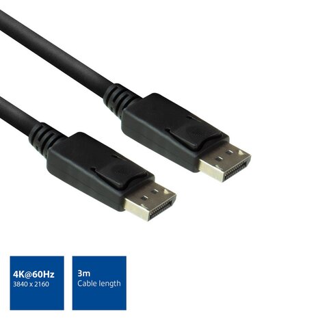 ACT 3 meter, DisplayPort aansluitkabel, 2x DisplayPort male connector