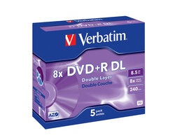 Verbatim DVD+R 8.5 GB 5 stuks Jewel 8x Dual-Layer