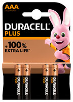 Duracell Plus Extra Life AAA blister 4-stuks
