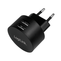 Lader 230V 2xUSB-A 10,5W LogiLink Zwart