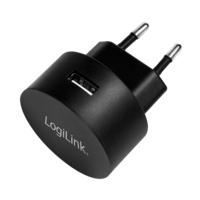 Lader 230V 1xUSB-A 10,5W LogiLink Zwart