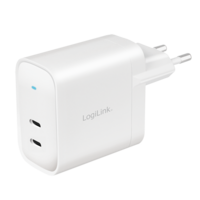 Lader 230V 2xUSB-C 65W LogiLink Wit