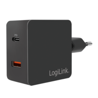 Lader 230V 1xUSB-C 18W+1xUSB-A 18W LogiLink Zwart