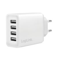 Lader 230V 4xUSB-A 24W LogiLink Wit