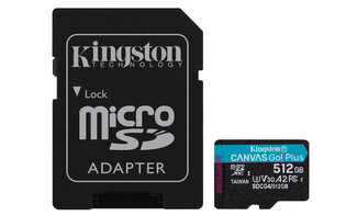 SDXC Card Micro 512GB Kingston U3 V30 A2 Canvas Go! Plus